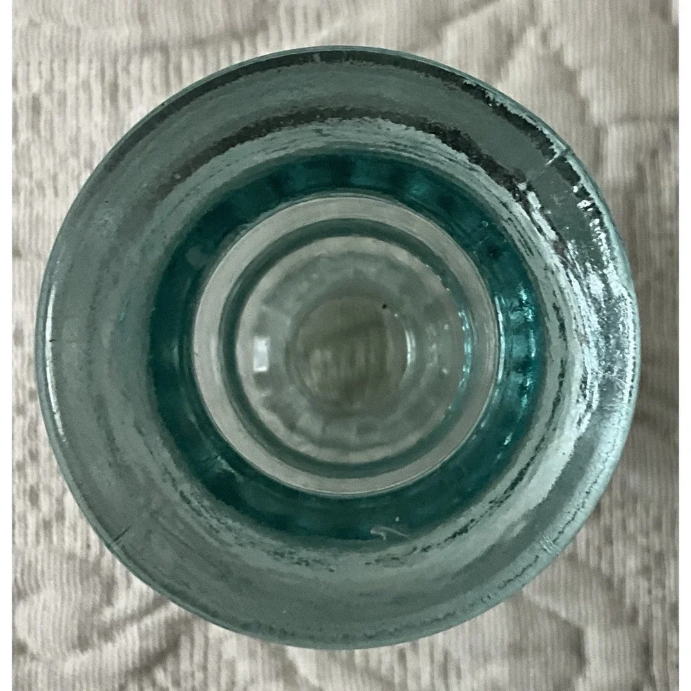 Depression Era Small Candle Holder Tapered‎ Blue Cottageore Grannycore
